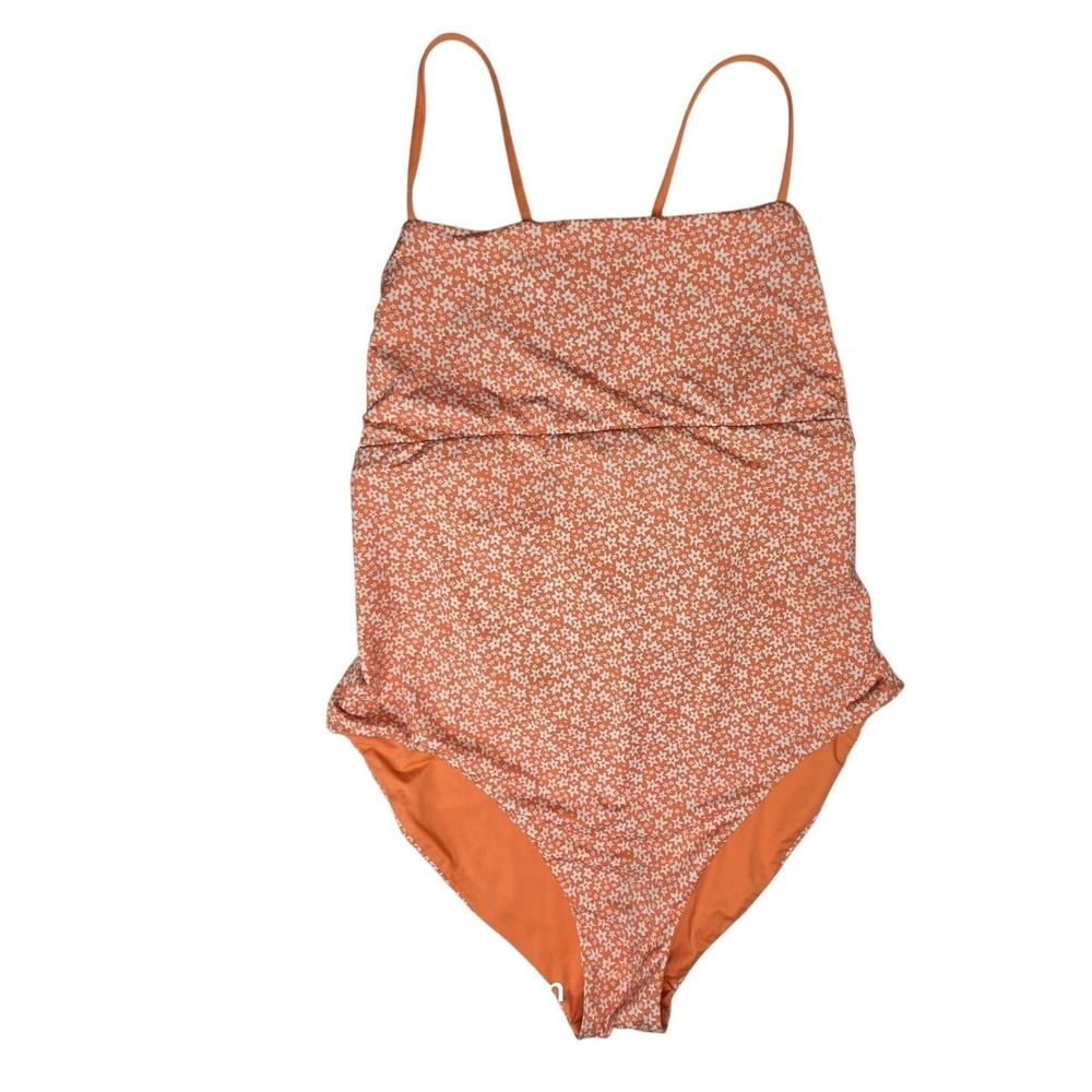 Patagonia Reversible Sunrise Slider One Piece Swimsuit Women L Orange Floral
